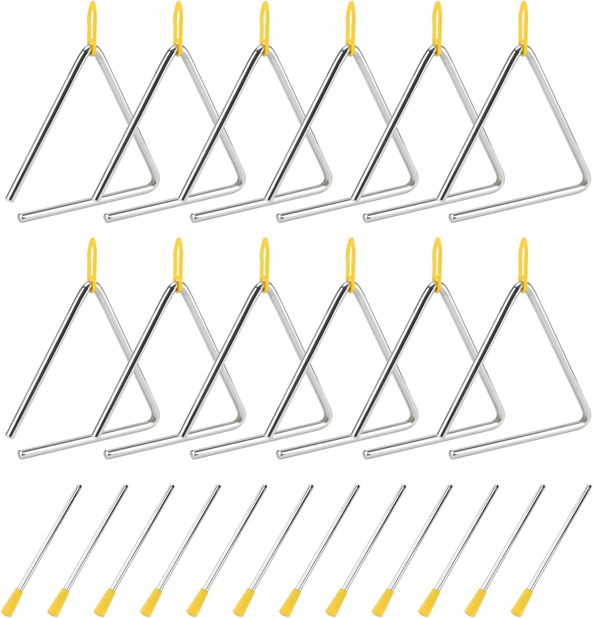 12 Triángulos Acero 6pulg Striker Percusión Banda