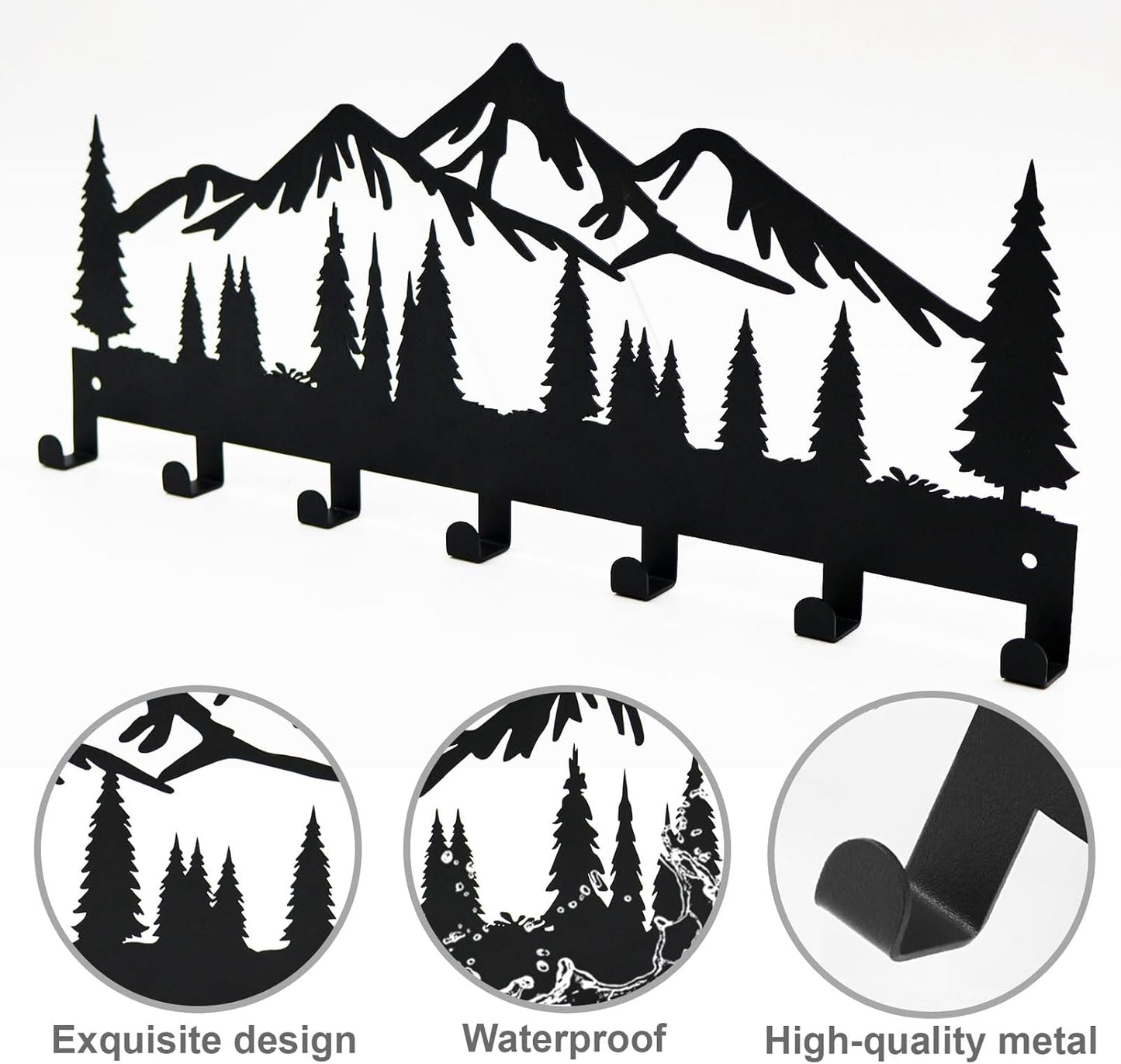 Soporte llaves pared 7 ganchos metal decoración hogar 12"