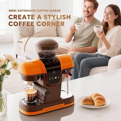 Máquina Espresso 20 Barras Acero Inox con Molinillo