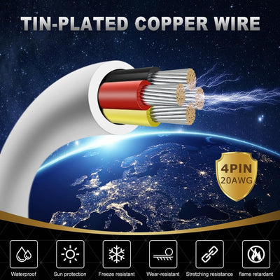 Cable eléctrico 20/4 32.8ft cobre estañado funda PVC