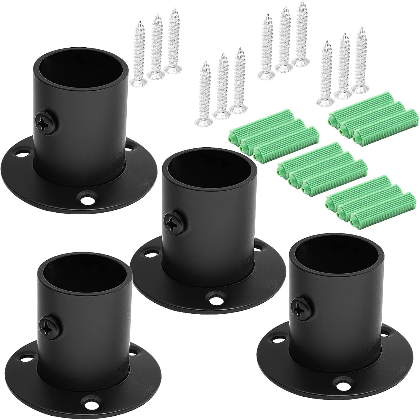 4 Soportes Barra Armario Acero Inox 1" Negro