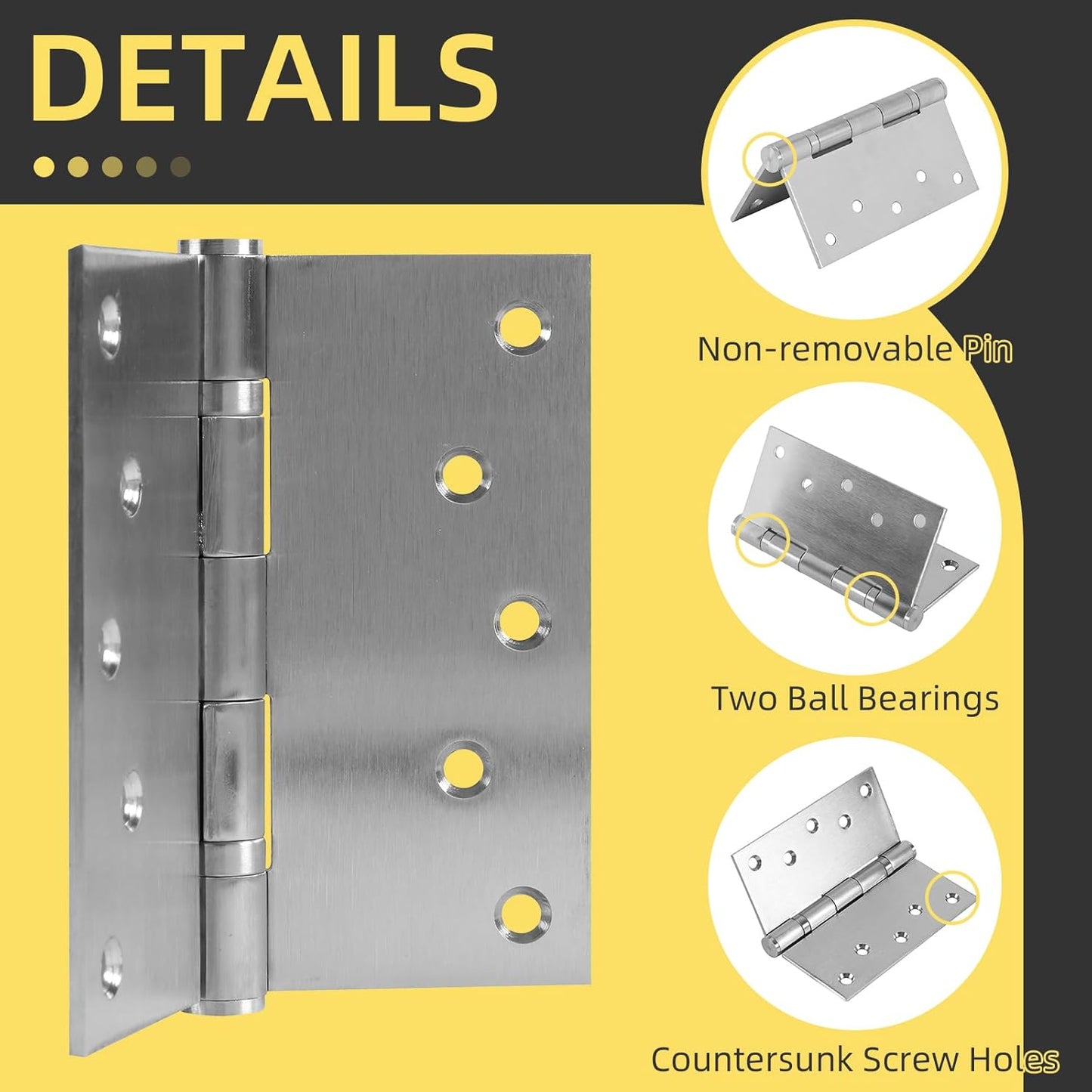 Bisagras puerta acero inox 5pulg alta resistencia