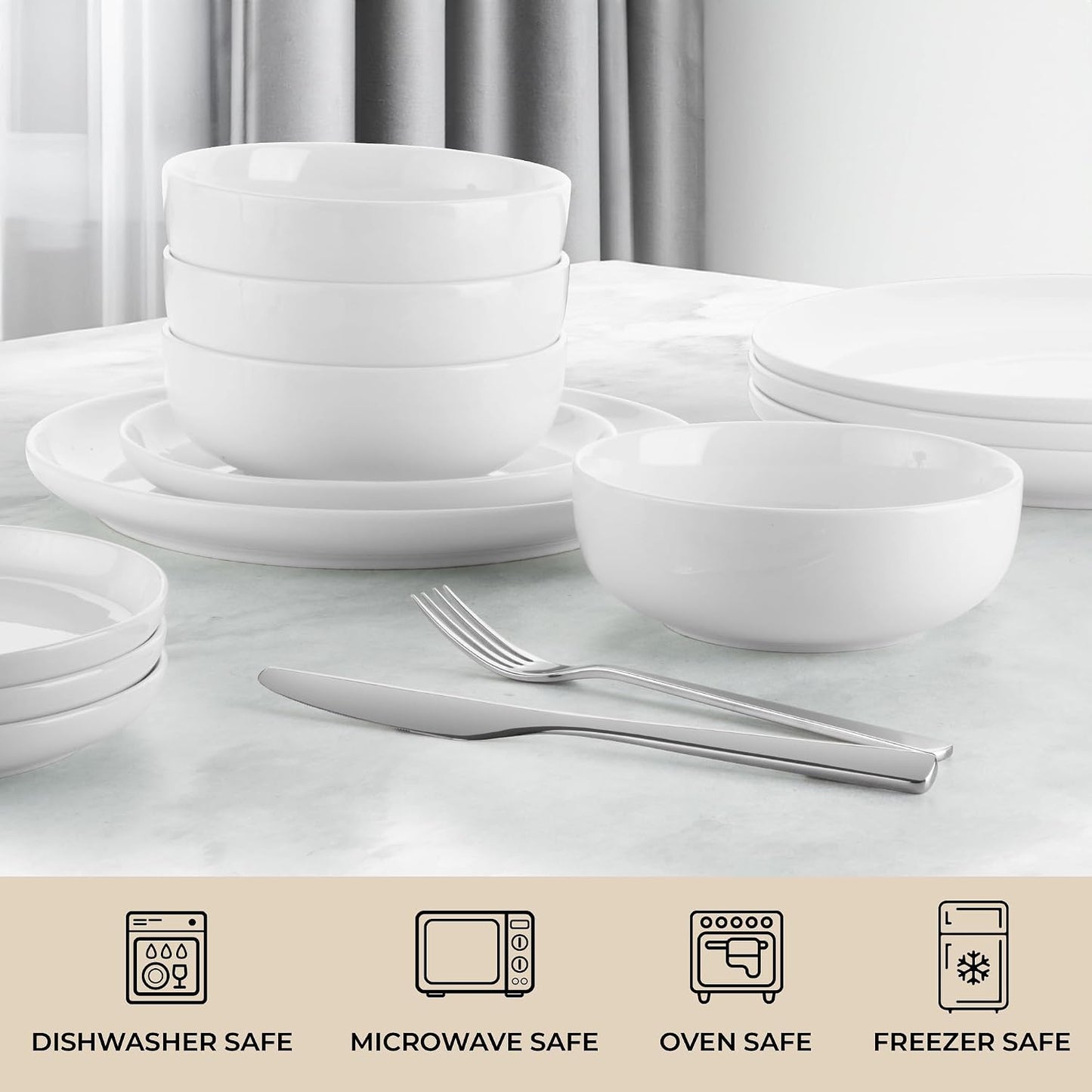 Set 6 Pzas Vajilla Porcelana Blanca Resiste Astillamientos