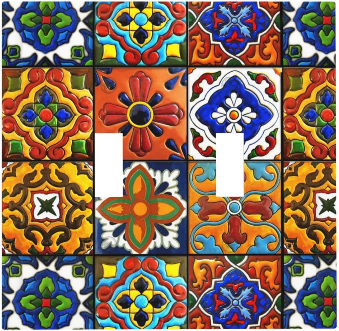 Cubierta interruptor cerámica Talavera 2 placas doble palanca