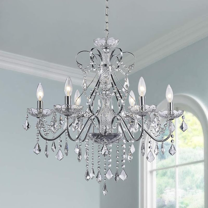 Lámpara colgante moderna de cristal 6 luces 23"
