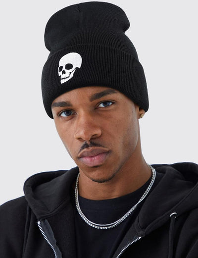 Gorro gótico calavera para hombre mujer puños esqueleto