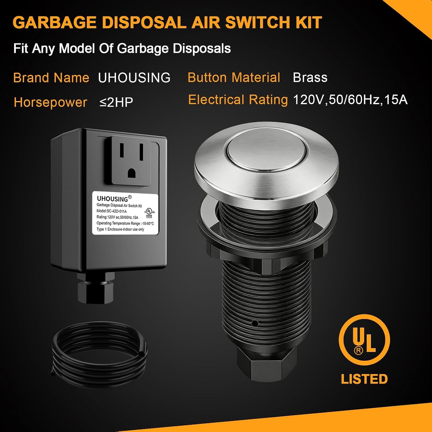 Kit interruptor aire botón latón manguera acero