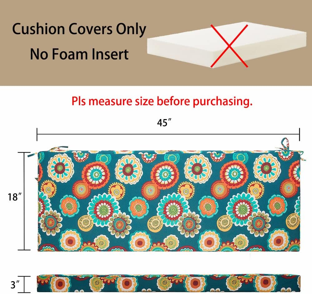 Funda cojín banco patio 45x18pulg resistente agua cremallera verde