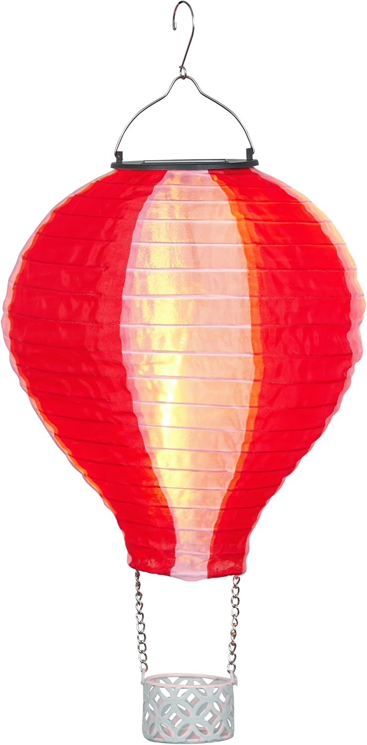 Globo aire caliente tela solar luces LED rojo 13"
