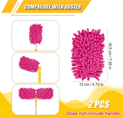 2 Pzas plumero microfibra reutilizables 360 rojo rosa