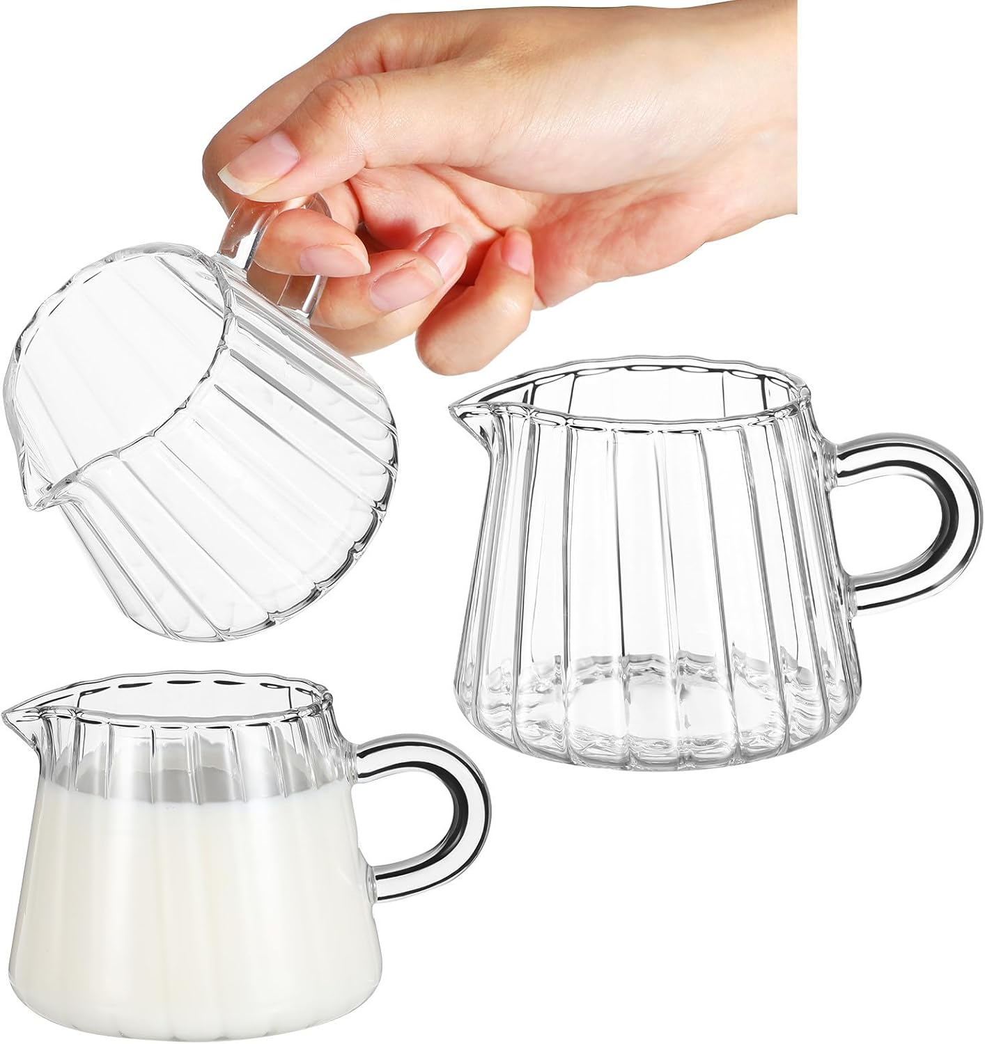 Jarra espumadora leche 2 unidades 6.8oz vidrio resistente