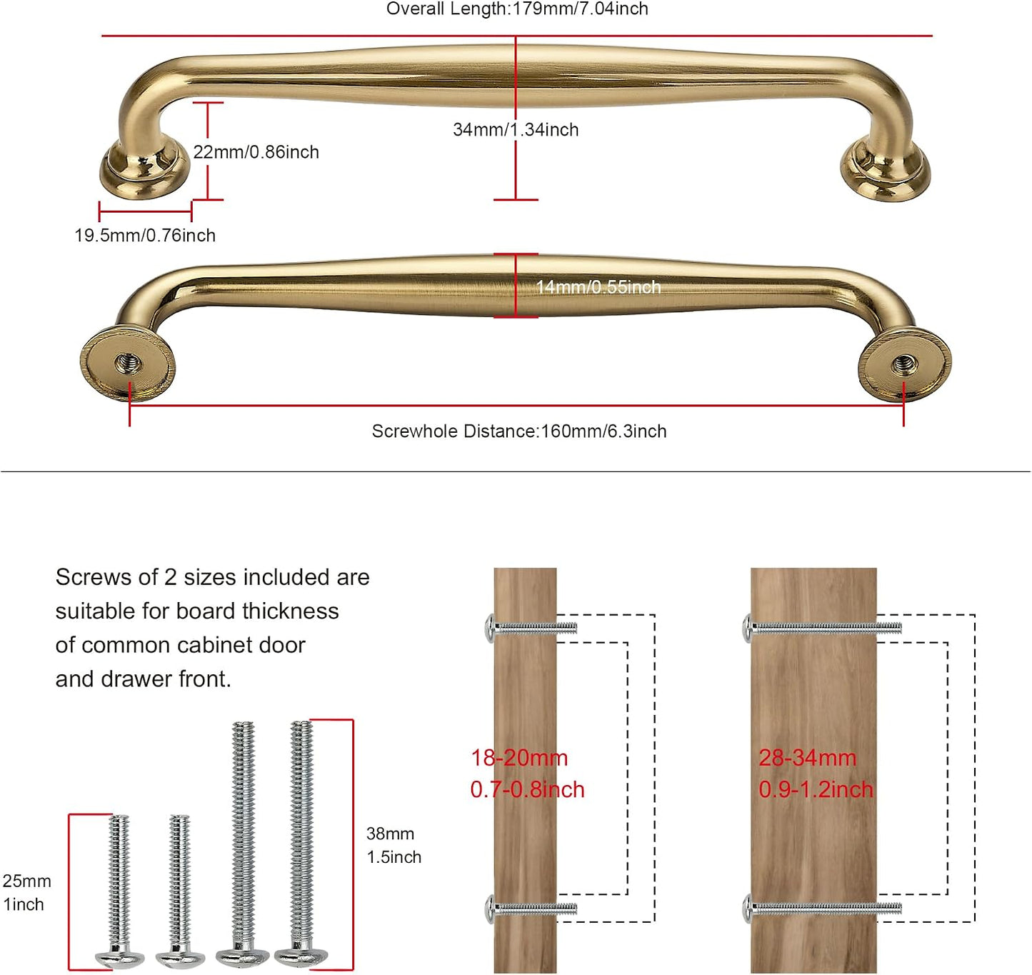 10 Manijas Bronce Champán 6.3pulg para Armarios Cocina