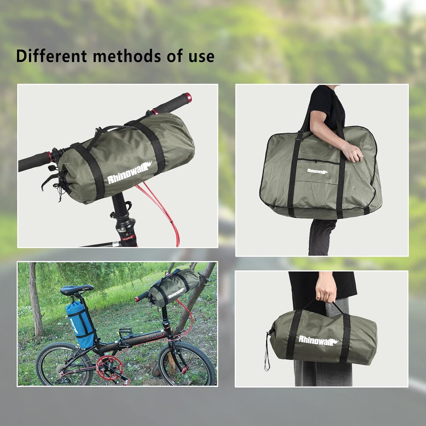 Bolsa bicicleta plegable 20pulg resistente viaje verde
