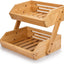 Cesta frutas bambú 2 niveles soporte almacenamiento cocina