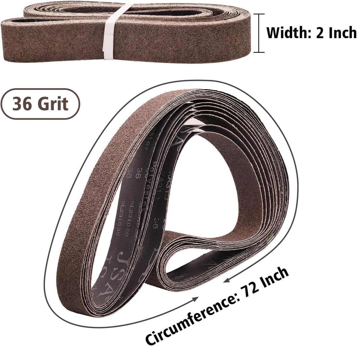 2 Correas Lijado Metal 72pulg Grano 36 Pack 6