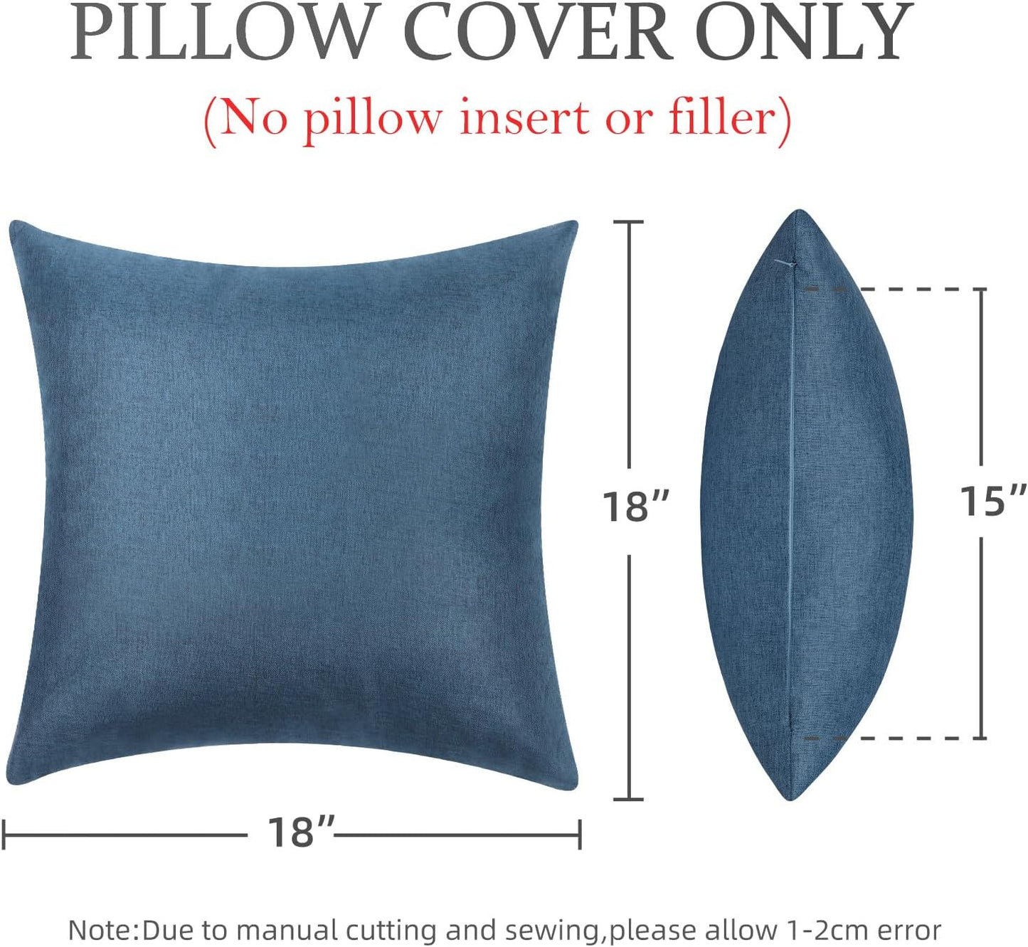 2 Fundas Almohada Exteriores 18x18pulg Impermeables Color Azul