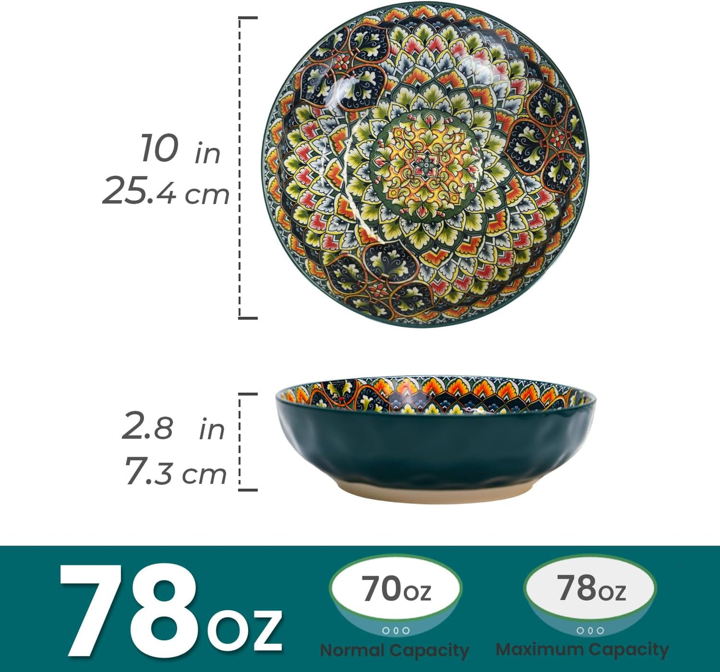 Cuencos porcelana 10pulg 75oz para ensalada frutas sopas fiesta