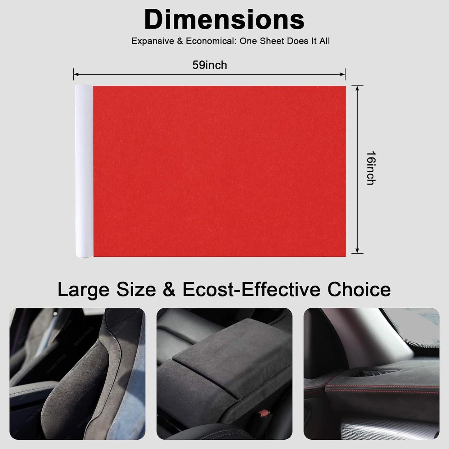 Envoltura gamuza roja autoadhesiva 16x59" interior coche