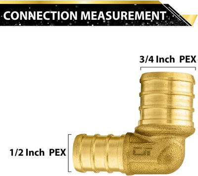 Pack 10 accesorios PEX 1/2x3/4 pulg codo 90 grados