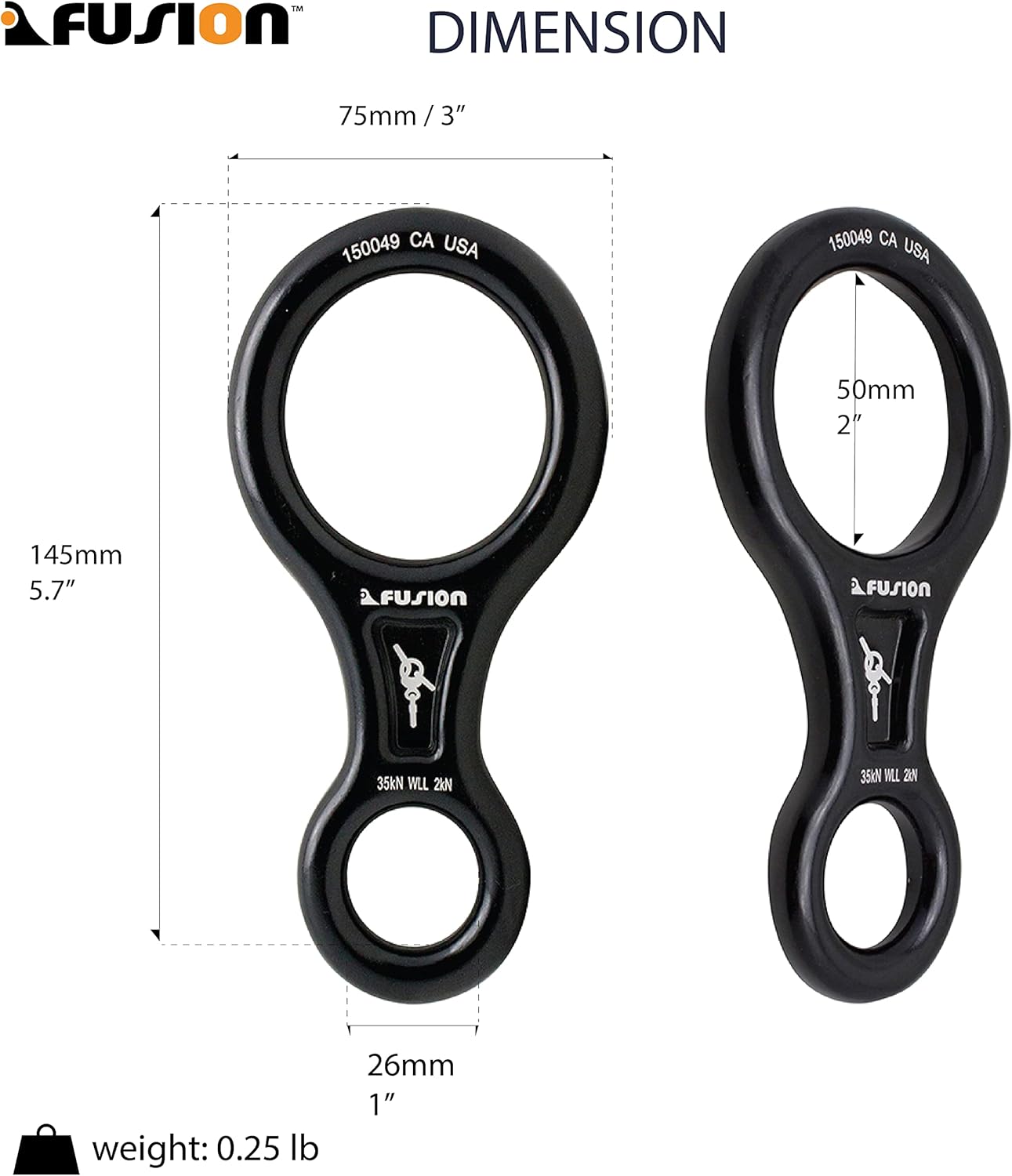Descensor aluminio negro figura 8