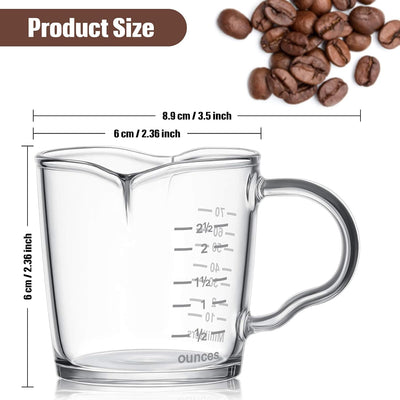 3 Pzas Vasos Espresso Taza 3oz Jarra Barista con Mango