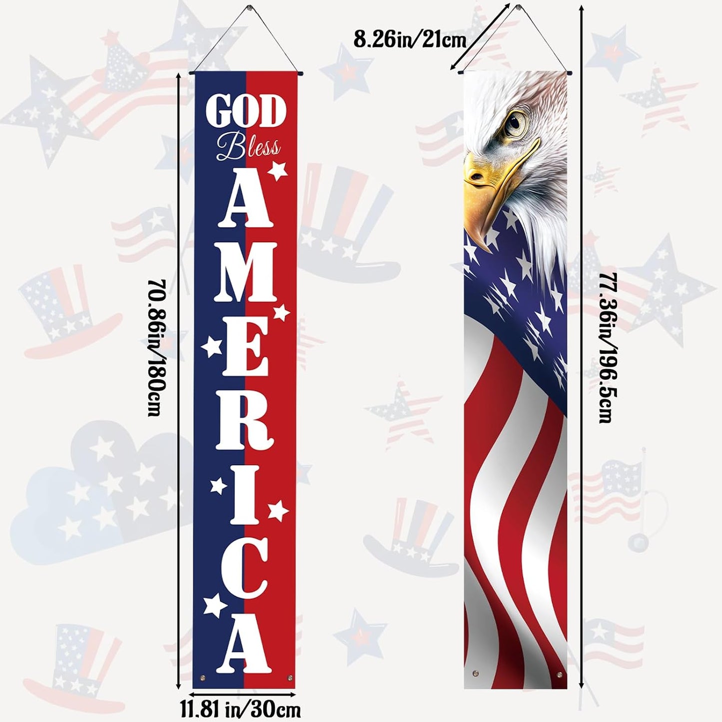 2 Pancartas Bandera Americana Día Independencia
