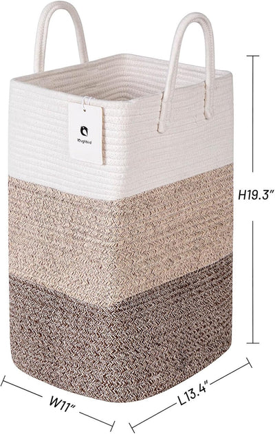 Cesta lavandería tejida algodón 50l marrón degradado
