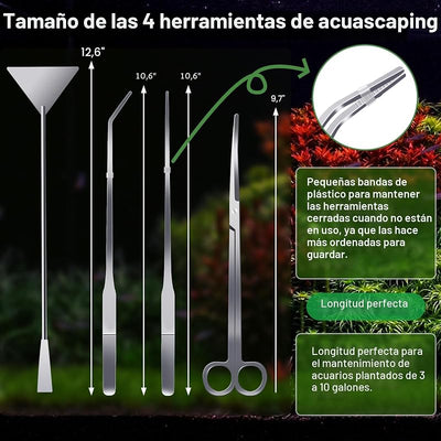 Kit 4 Pzas Herramientas Acuarias para Acuario