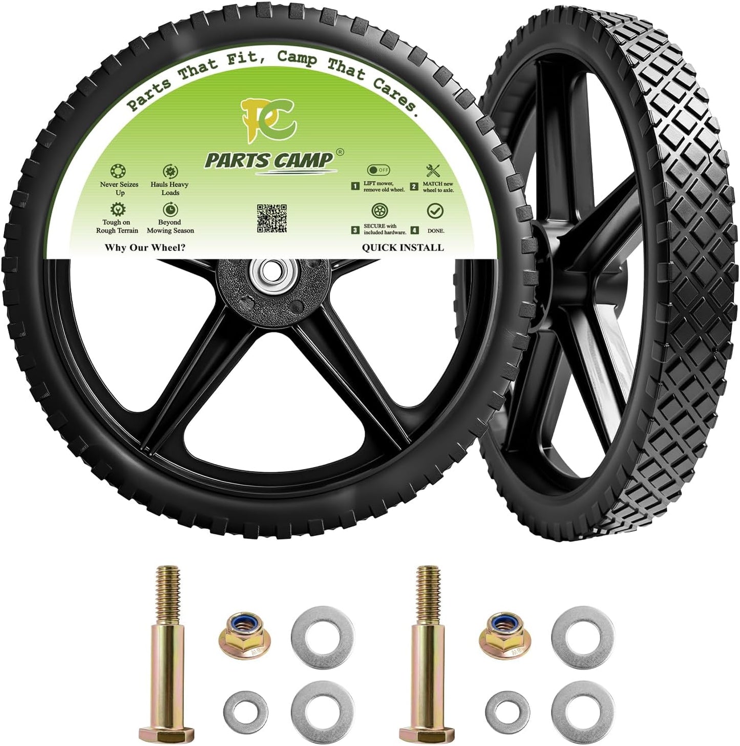 Kit 2 ruedas plástico 14x1.75pulg cortacésped carretilla