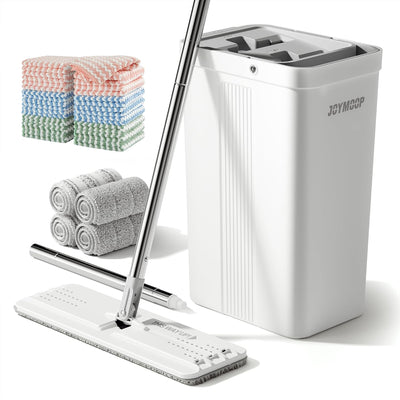 Trapeador manos libres con cubo escurridor paño microfibra
