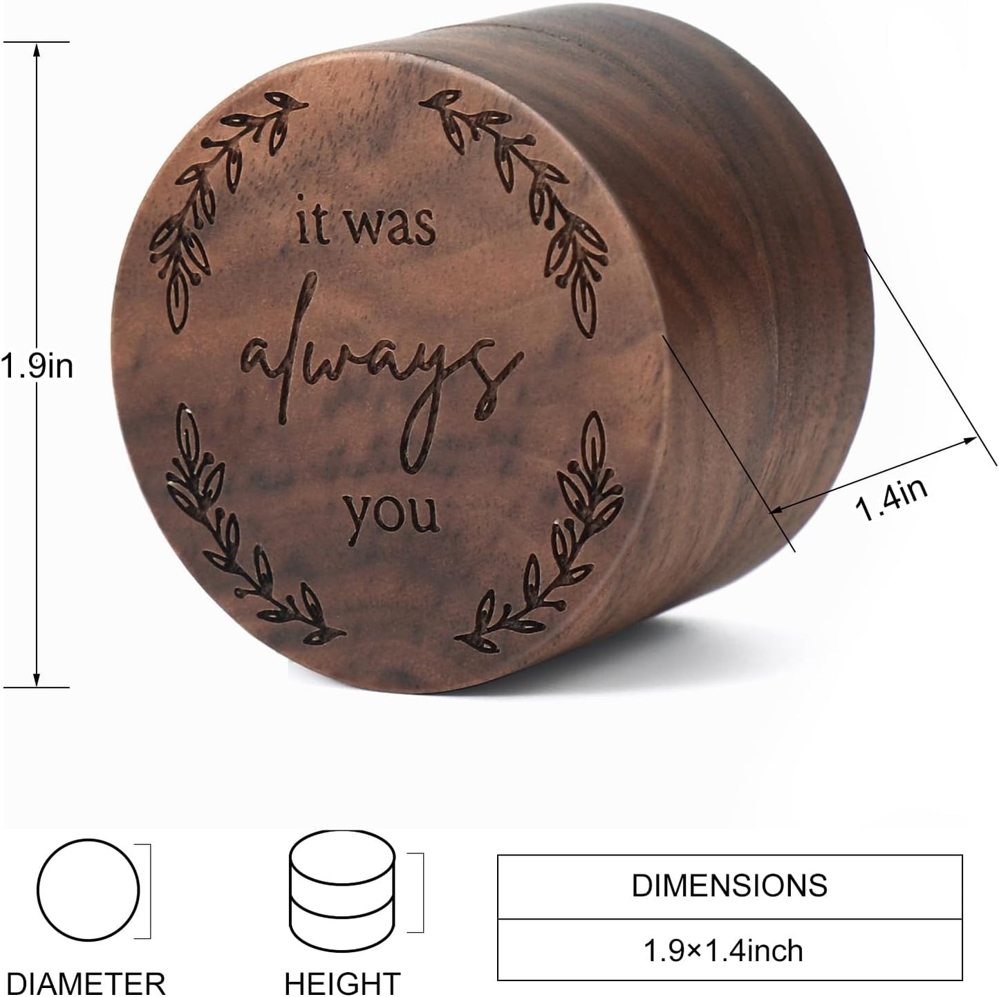 Caja madera para anillos bodas compromiso aniversario