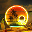 Letrero neón palmera puesta de sol LED dormitorio