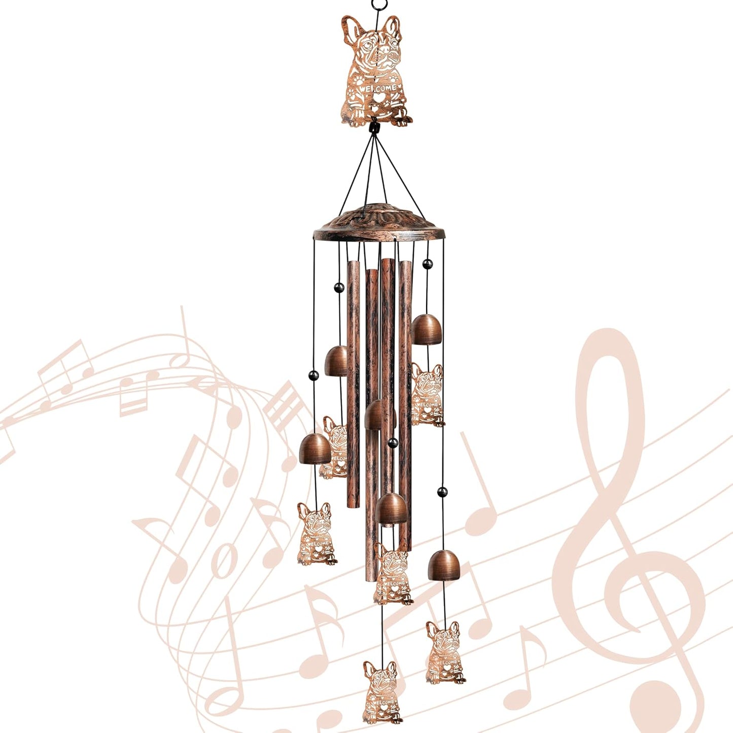Campanillas viento bulldog 36" perros exteriores