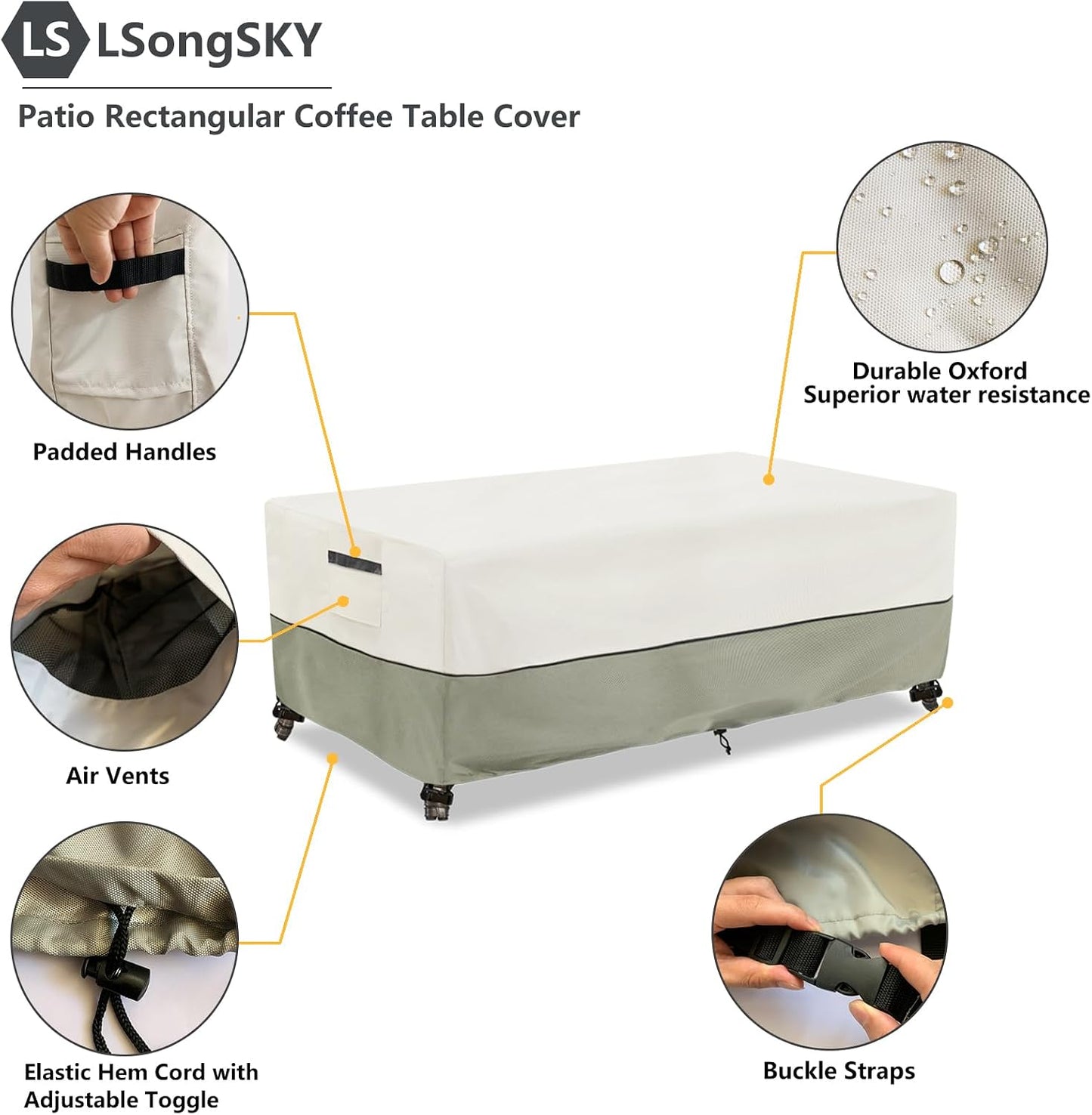 Funda mesa exterior 48x28" impermeable blanco y gris
