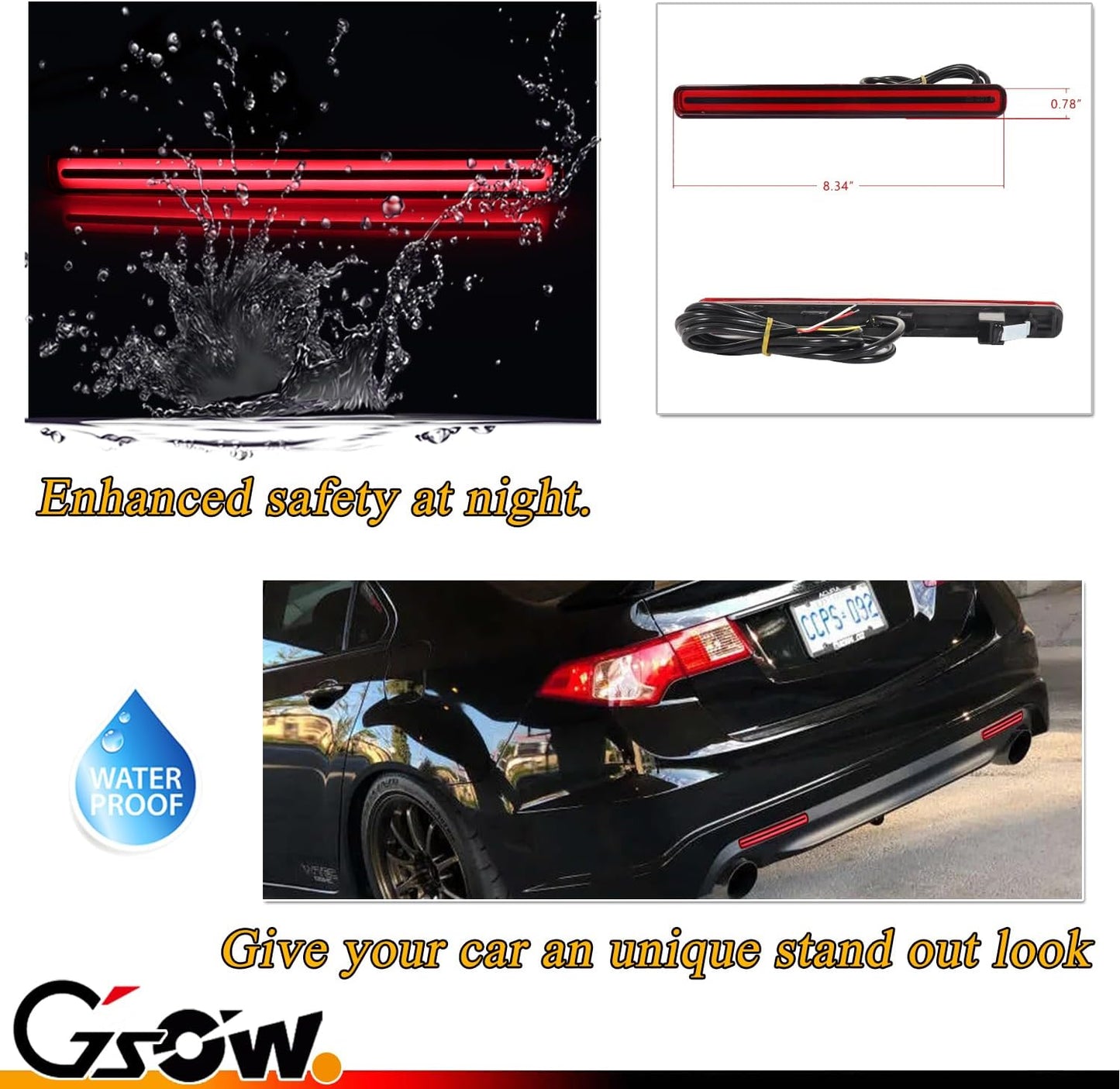 2 Pzas Luz Reflectora LED Parachoques Acura TSX 09-14