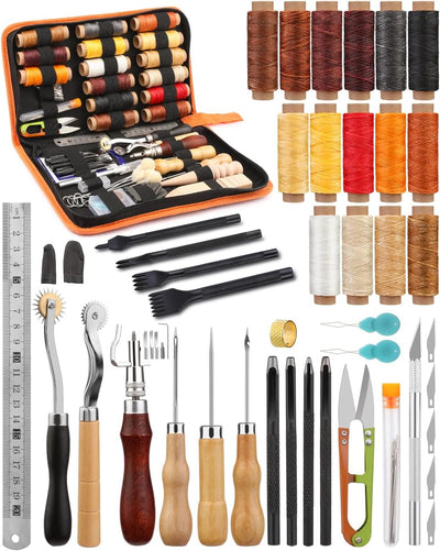 Kit cuero con hilo encerado perforador principiantes