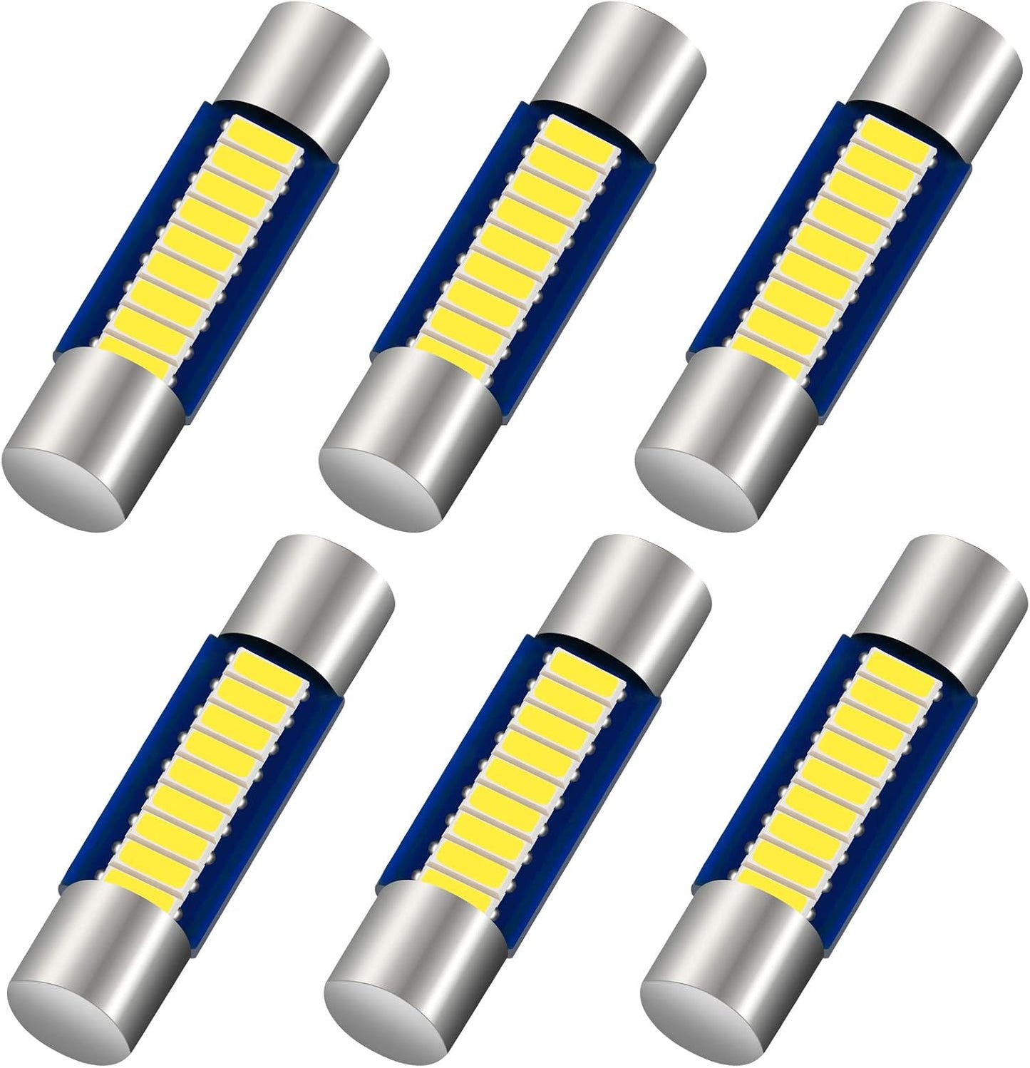 6 Bombillas LED Festoon 6614F 9-SMD 6000K para auto