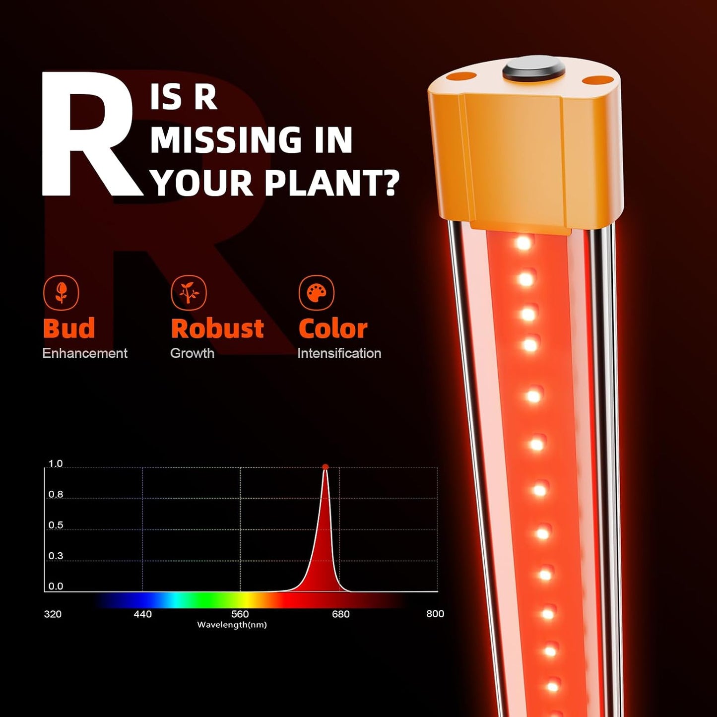Barras luz roja 660 nm 35.4pulg para plantas interiores