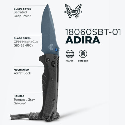 Cuchillo agua pesca hoja serrada mango grivory gris