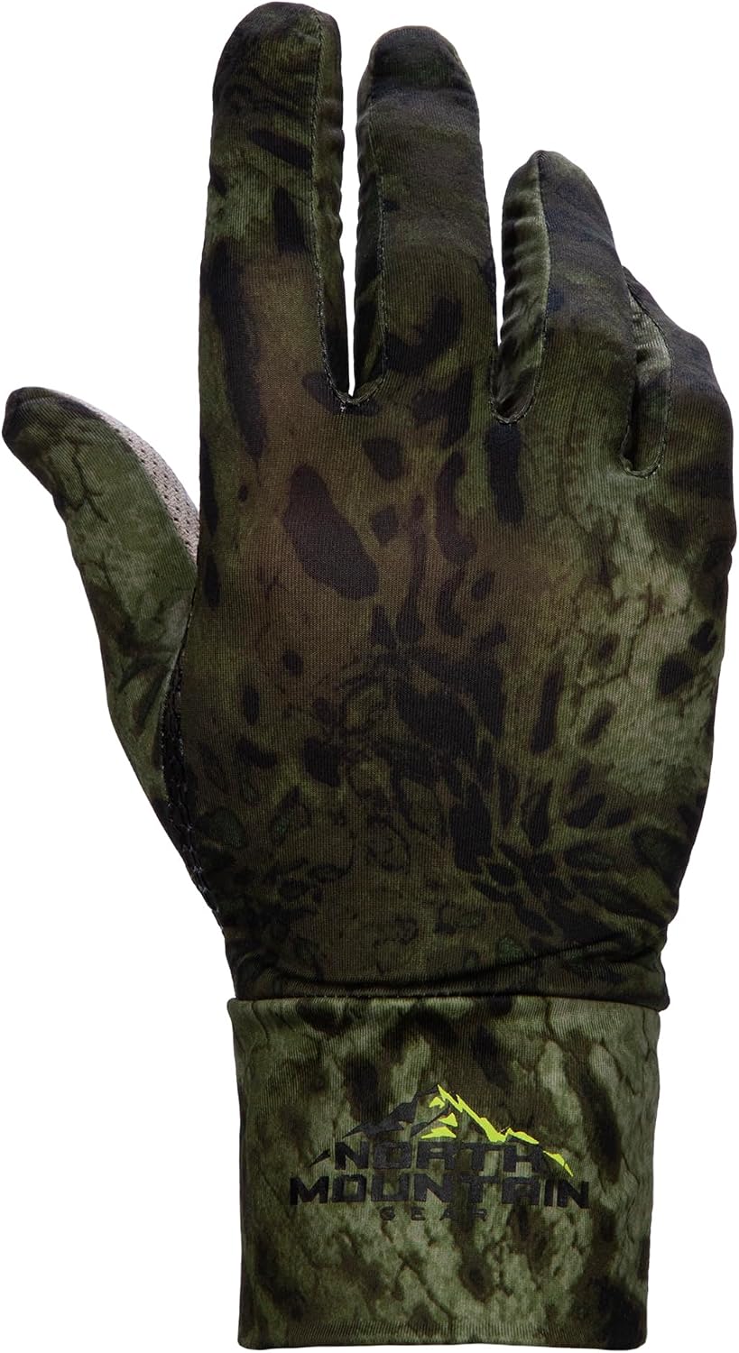 Guantes caza elásticos forro camuflaje ligero