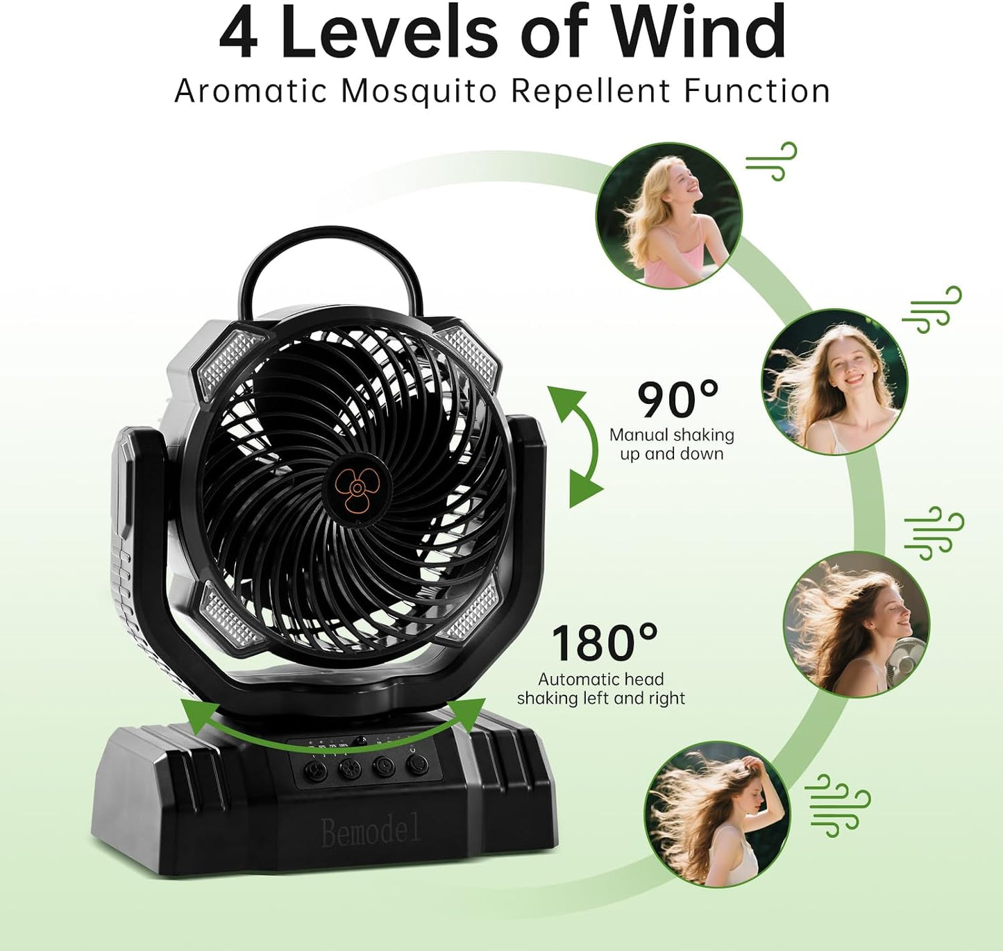 Ventilador portátil recargable 20000mAh con linterna LED