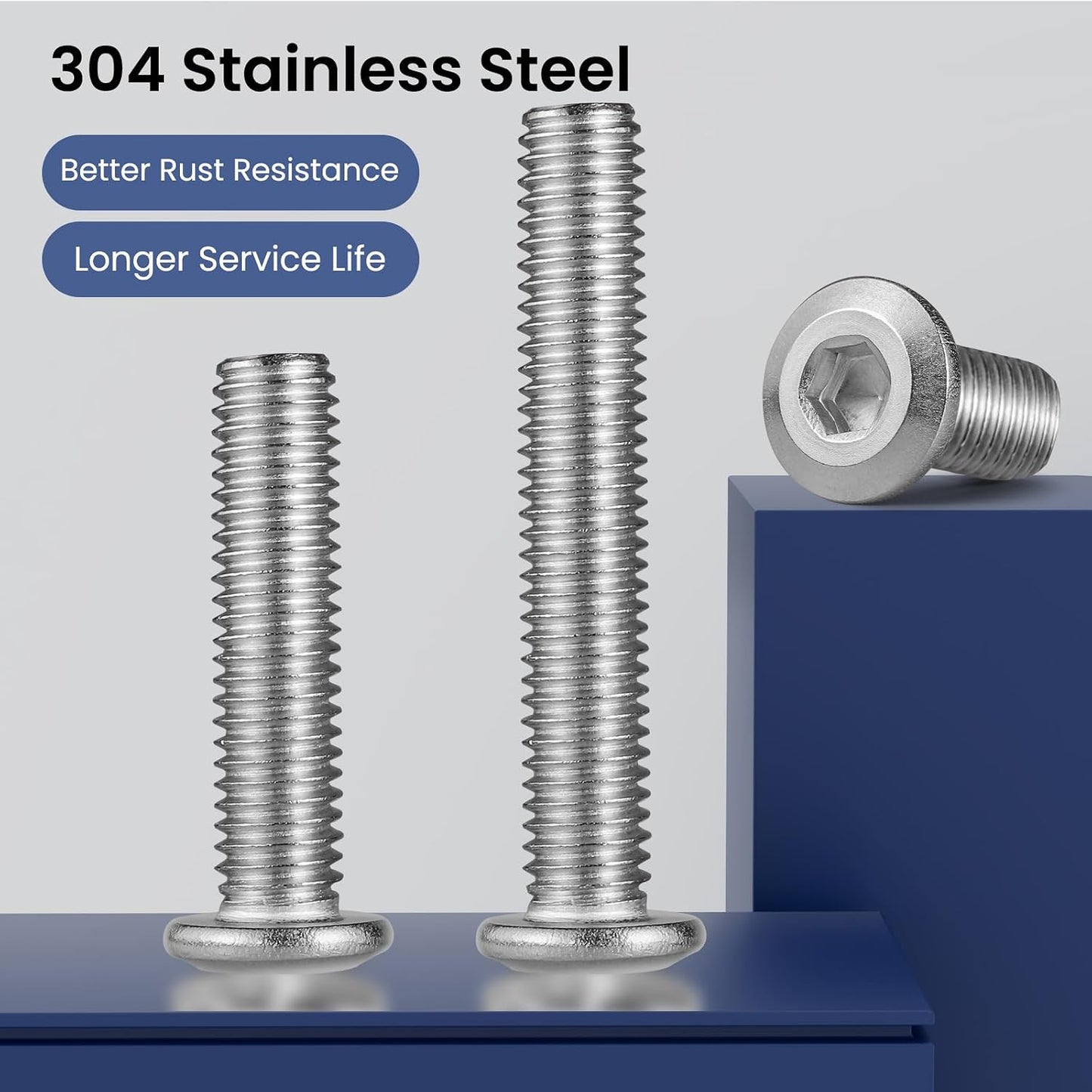 Tornillos hex m8 1.18pulg acero inox 304 para muebles