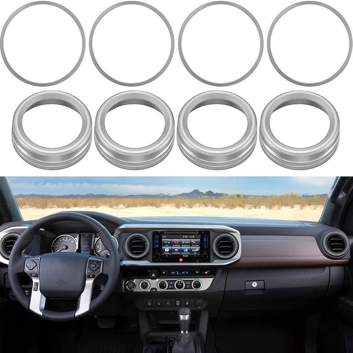 Kit 8 Pzas Cubiertas Perilla Aluminio Toyota Tacoma 16-23