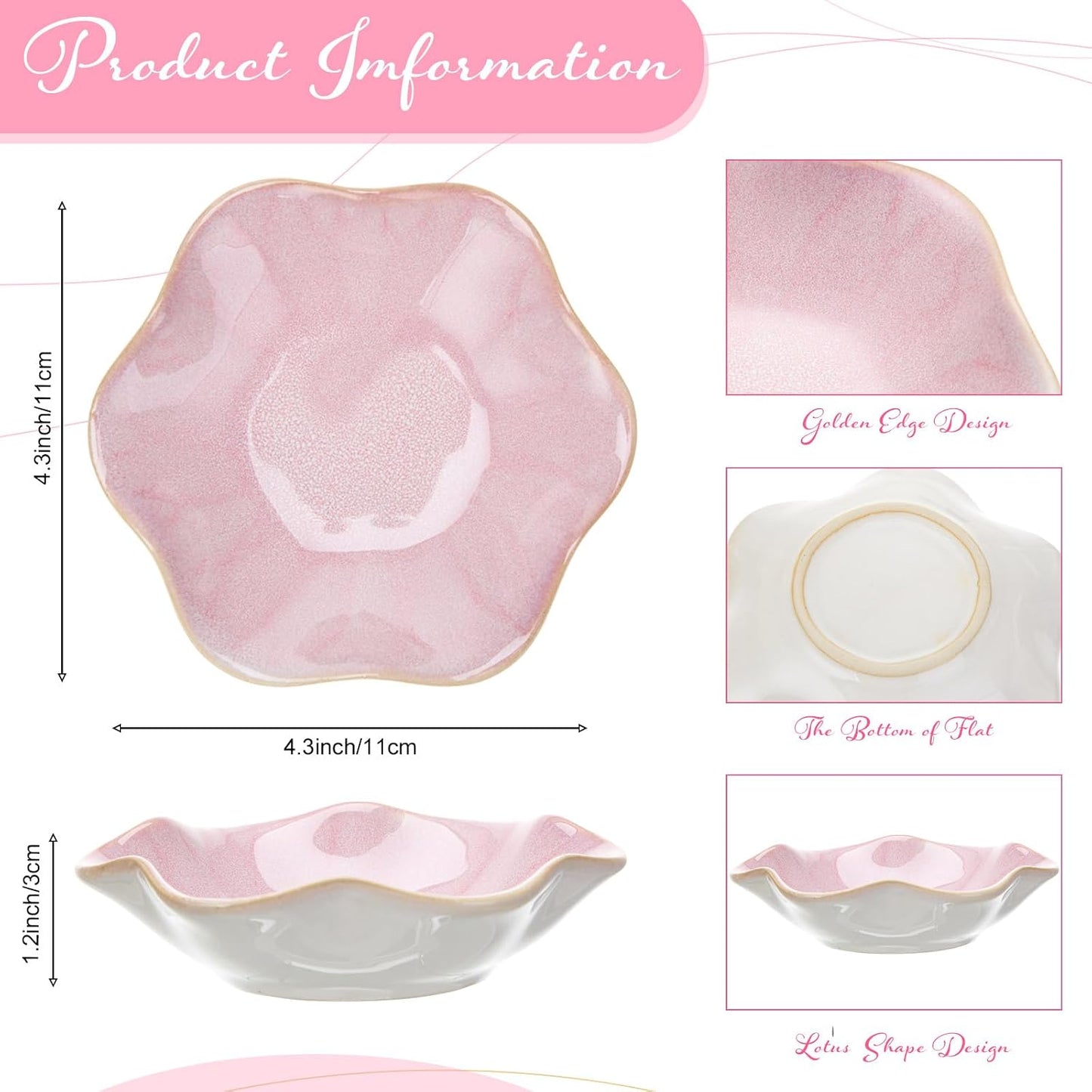 8 Pzas Plato Cerámica Hoja Loto Soporte Joyas Blanco Rosa