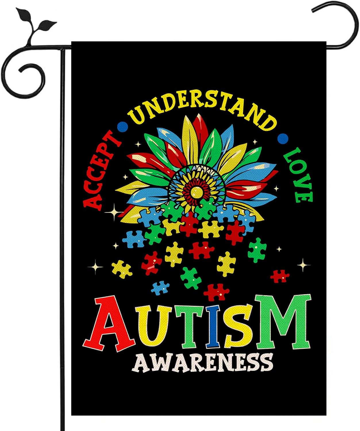 Bandera jardín conciencia autismo amor abril doble cara