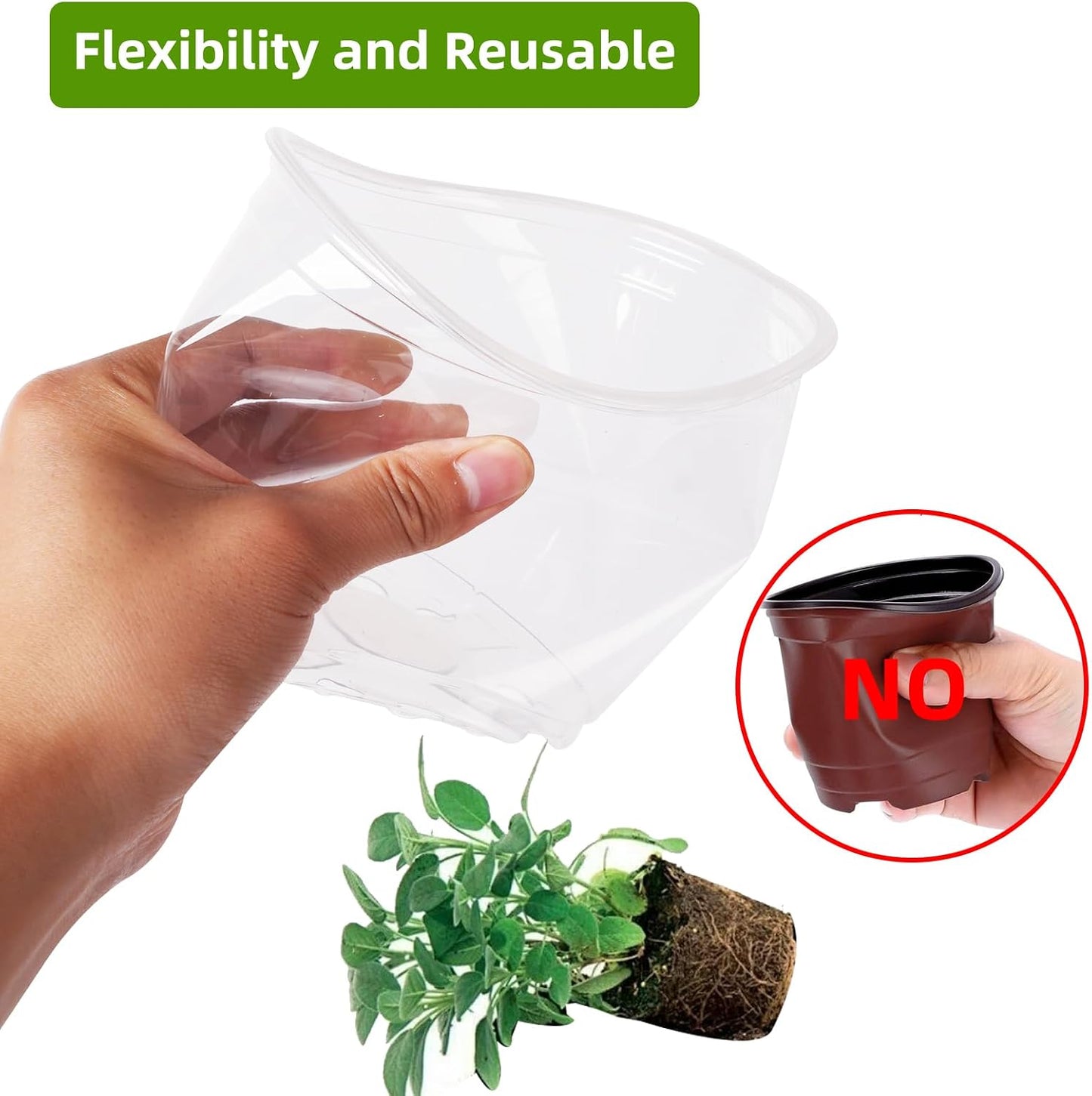 Macetas transparentes 5pulg 30pzas con drenaje para plantas