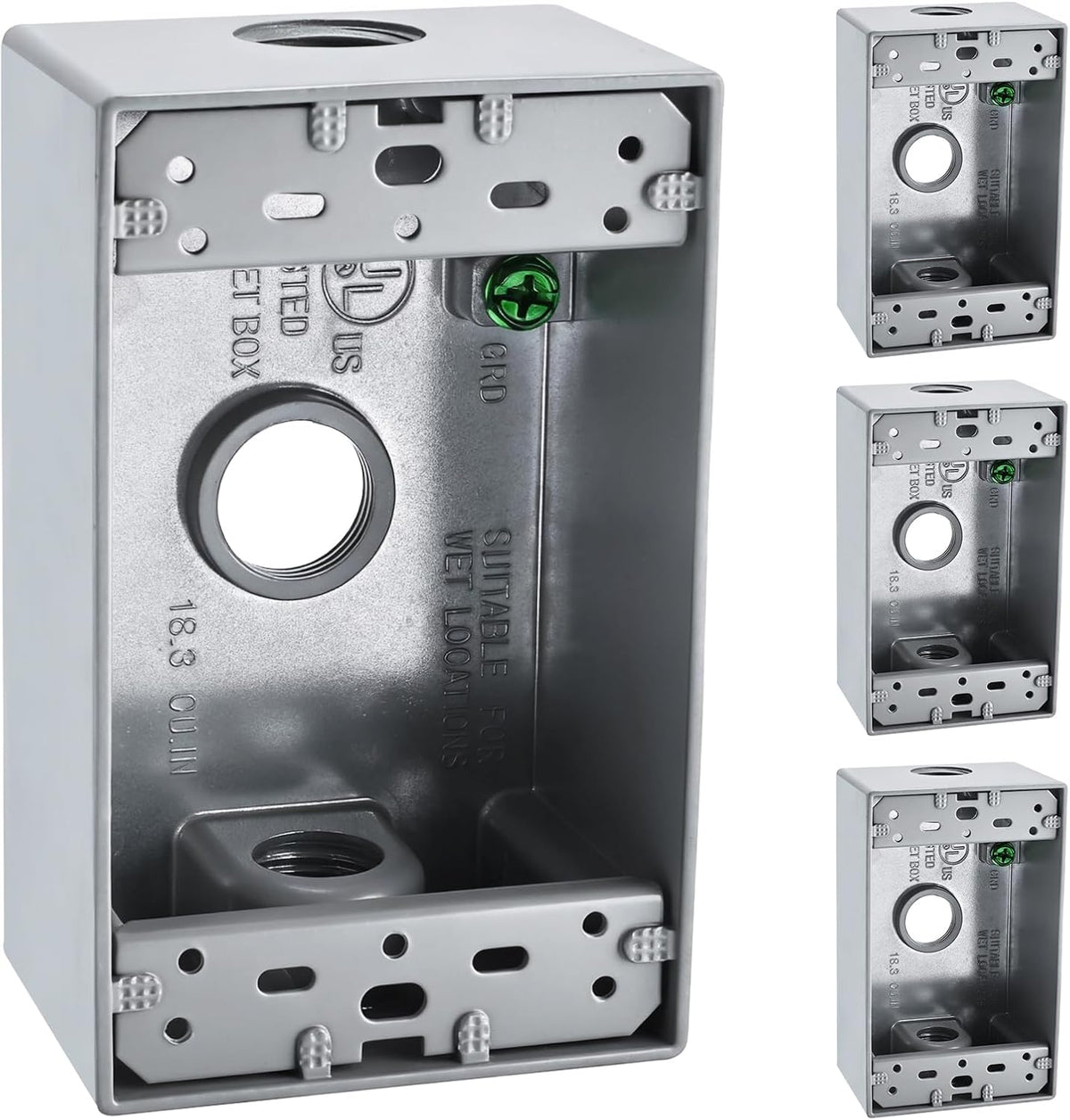 Caja eléctrica exterior 1 banda 3 agujeros 1/2pulg cert UL set 4