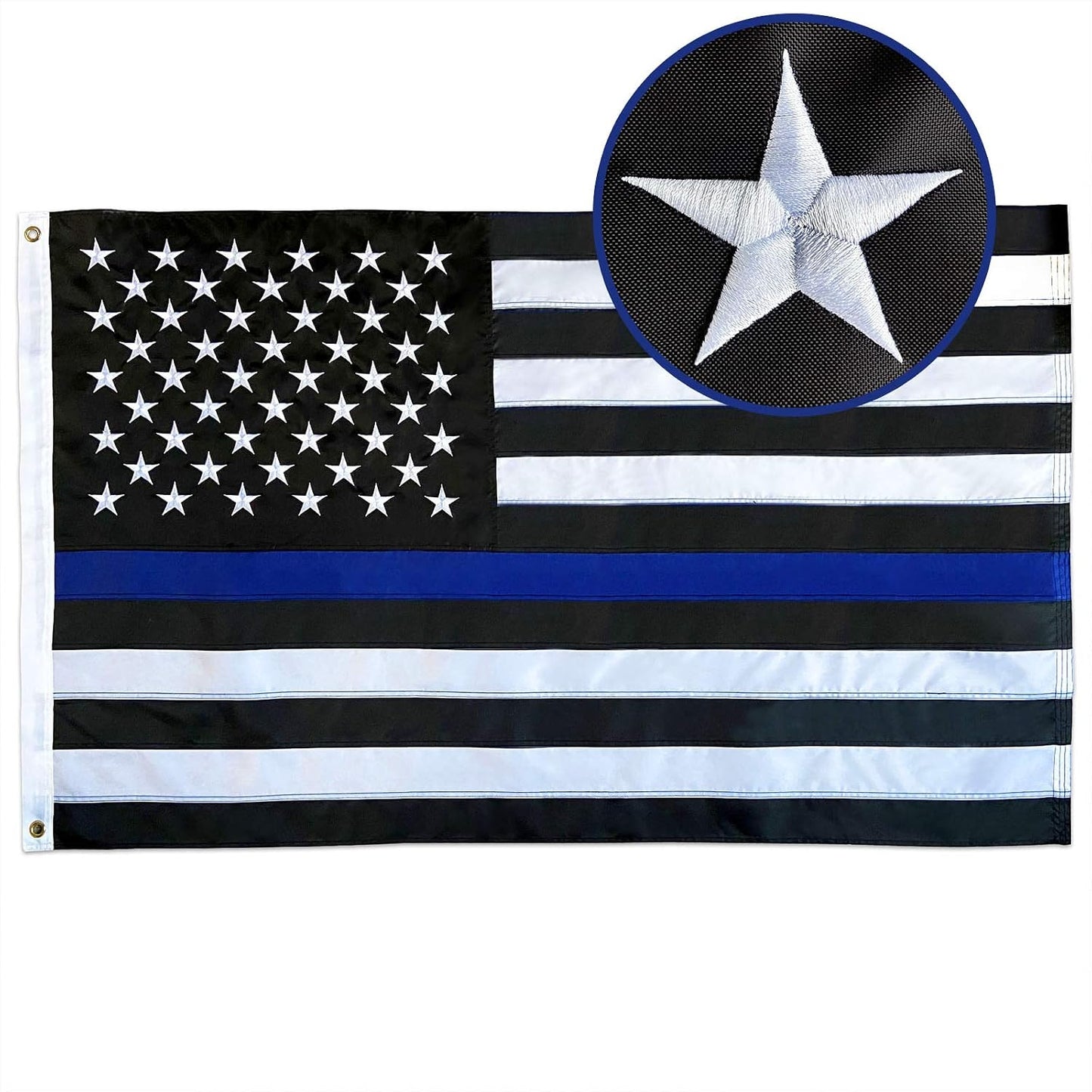 Bandera EE.UU. 3x5ft azul estrellas bordadas rayas