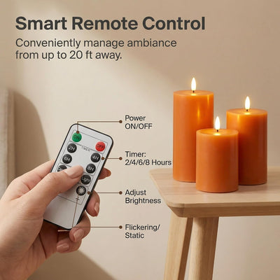 Velas LED parpadeantes naranja otoño set 3