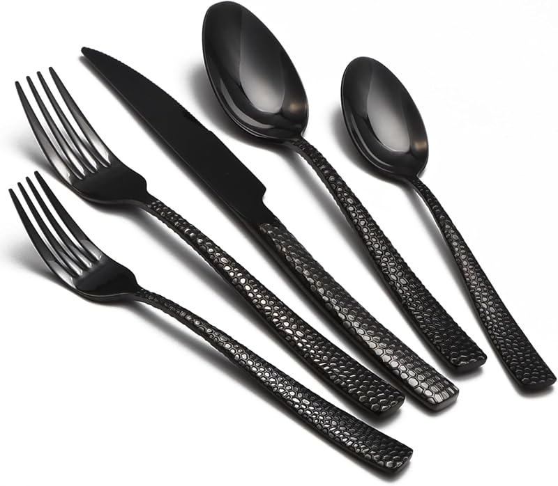 Set 40 Pzas Cubiertos Acero Inox Negro Grado Alimenticio